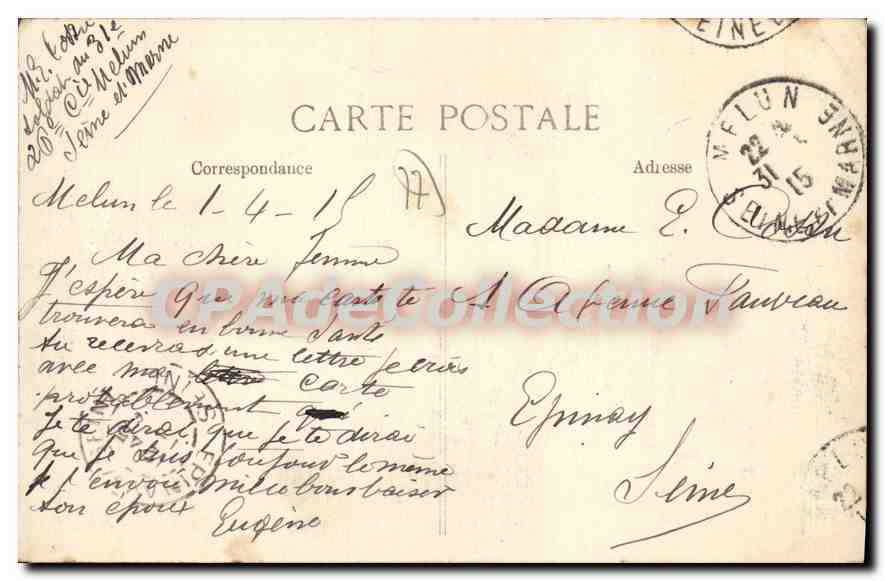 MELUN — Les bords de la Seine — Éditeur G. D. n° 817 — Rückseite