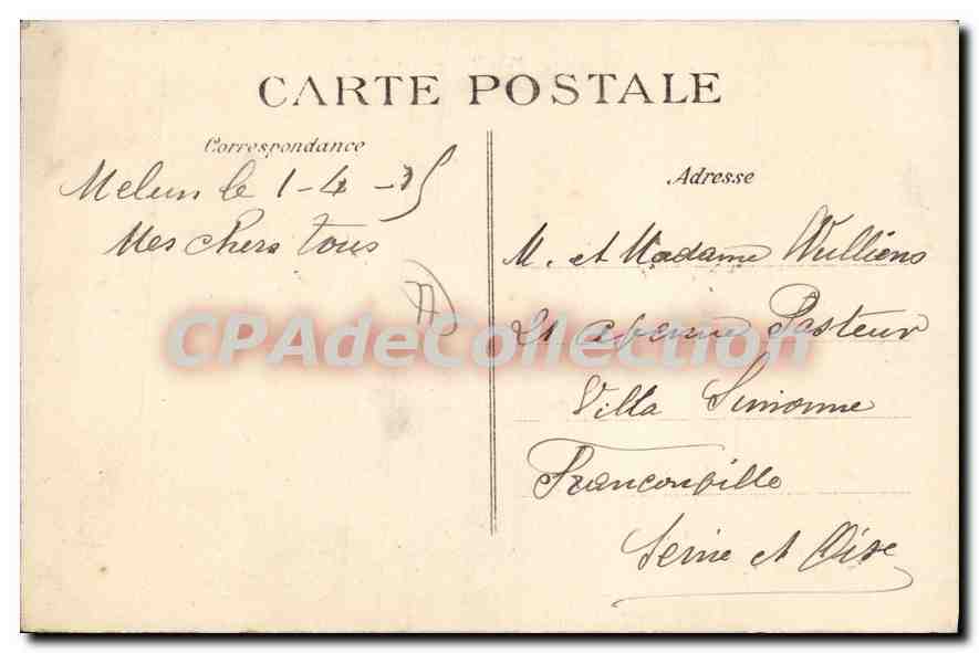 Melun — Les Moulins et l'Église Notre-Dame — Éditeur B.D. n°329 — Rückseite