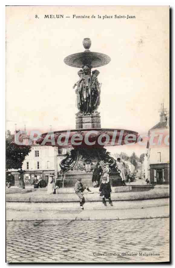 Melun — Fontaine de la place Saint-Jean — Collection des Galeries Melunaises, n°8