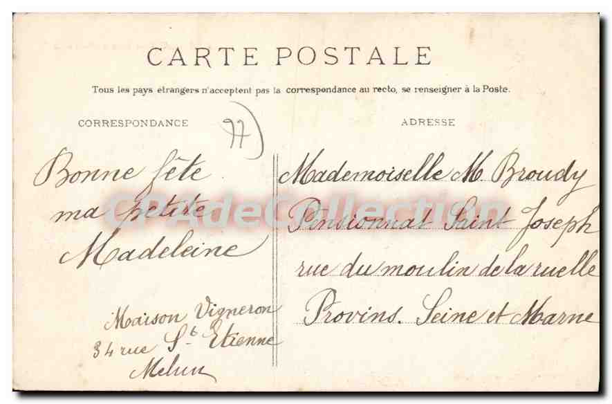 Melun — Route de Vaux — Collection des Cartes Anciennes — Rückseite