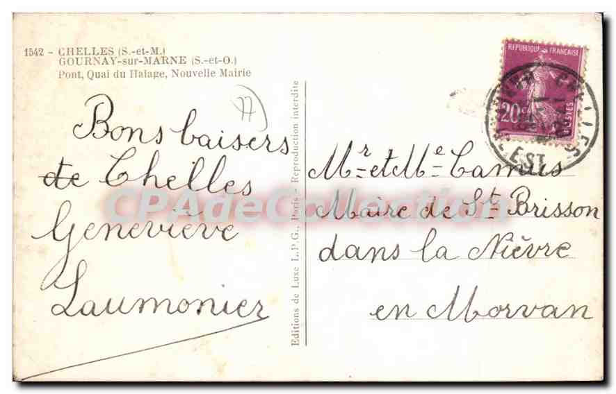 Gournay-sur-Marne — Pont du Halage, Nouvelle Mairie — Éditions de Luce L.P.G. — Back