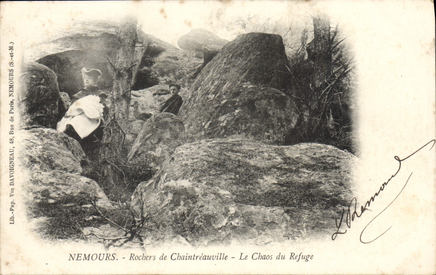 Nemours - Rochers de Chaintreauvile - Le Chaos du Refuge — Lib. Vve Davoigneau, 48 Rue de Paris, Nemours (S.-et-M.)