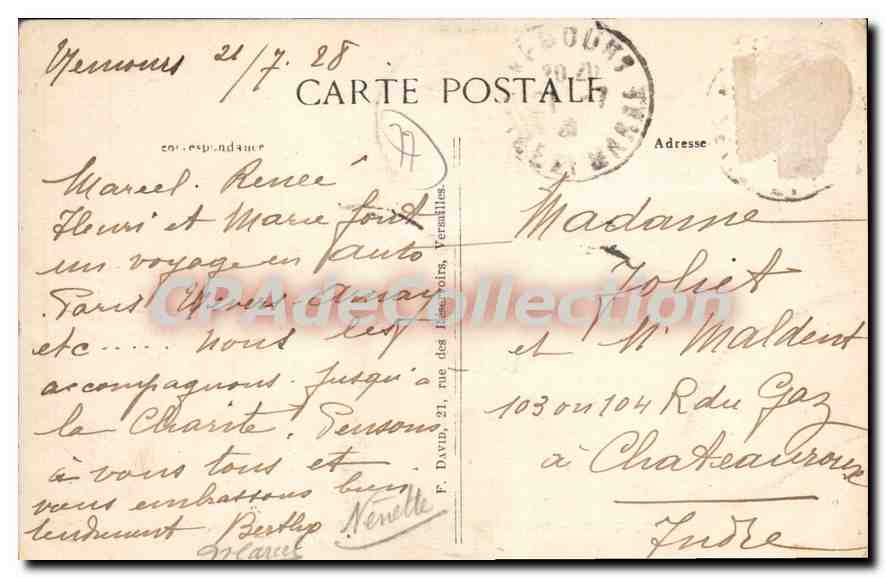 CPA Nemours Rocher de Chaintreauville Propriete Lesourd  — Verso