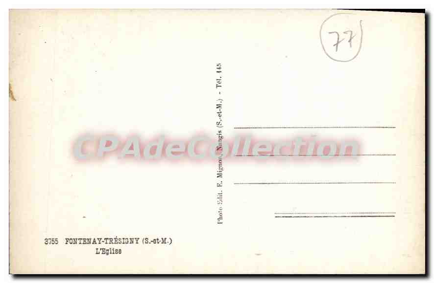 CPA Fountenay Tresigny S et M L'Eglise  — Rückseite