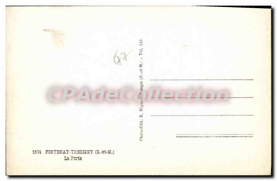 CPA Fontenay Tresigny S et M La Porte  — Rückseite