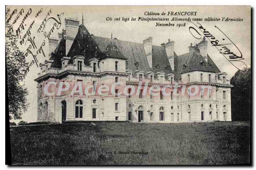 Vintage Postcard Castle of Francport where the German plenipotentiaries came to request the armistice nov 1918