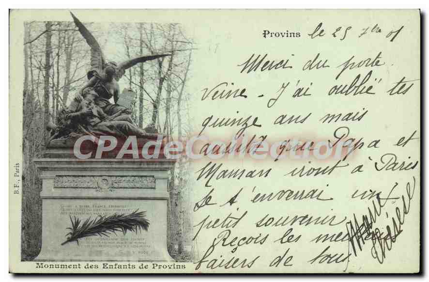 Monument des Enfants de Provins — B.F. Paris — n° de série non visible