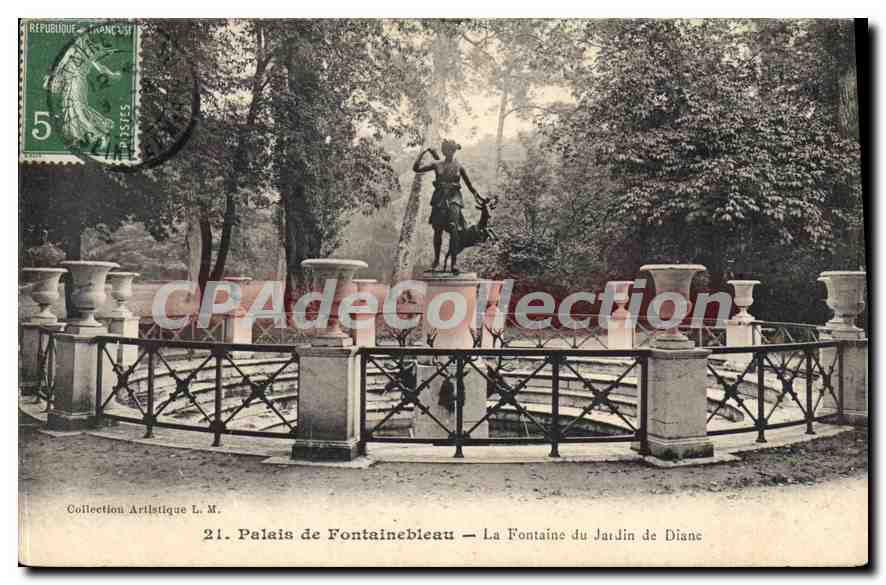 Pałac w Fontainebleau — Źródło w Ogródzie Diany — Zbiór Artystyczny L. M.