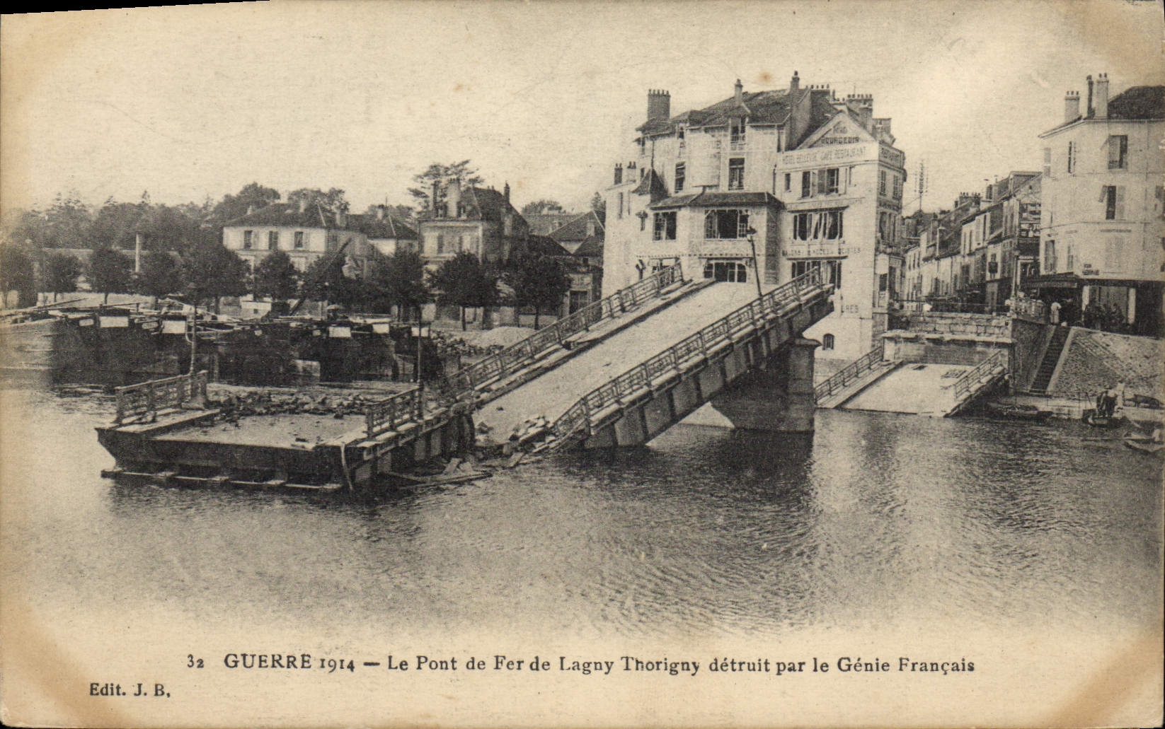 CPA Guerre 1914 Le Pont de Fer de Lagny Thigny detruit par le Genie Francais