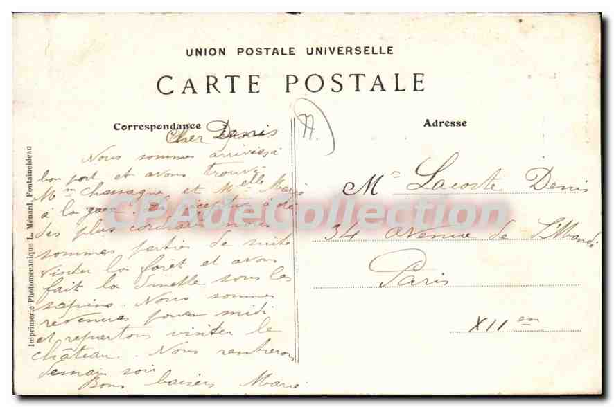 Fontainebleau — Panorama de la Ville pris du Calvaire — Collection Artistique L. M. — Reverso
