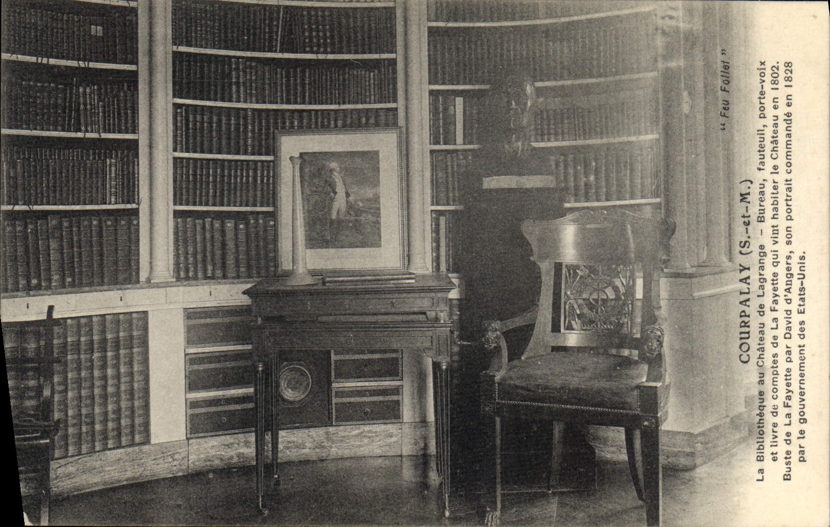 Bibliothèque au Château de Lagrange — Buste de La Fayette — Courpalay (S.-et-M.)