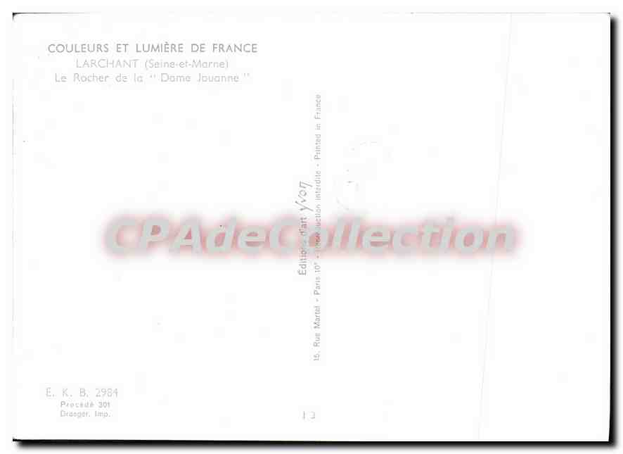 CPSM Larchant (Seine et Marne) Le Rocher de la Dome Loanne — Rückseite