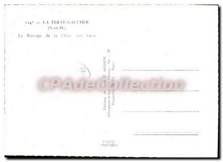 CPSM La Ferte Gaucher (S et M) Le Barrage de la Chateau Geas — Back