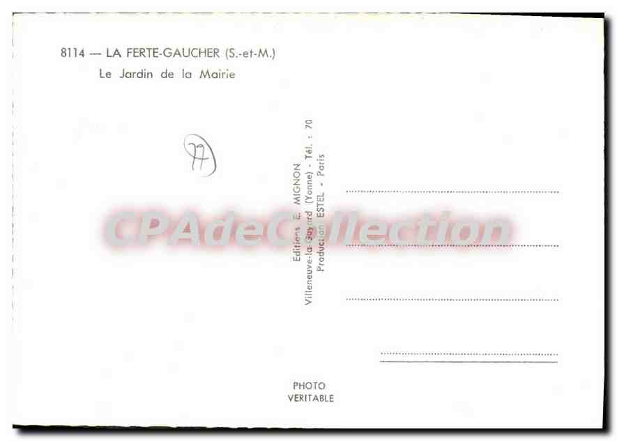CPSM La Ferte Gaucher (S et M) Le Jardin de la Mairie — Back