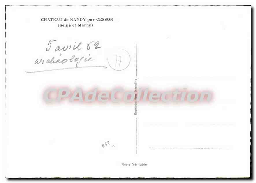 CPSM Chateau de Nandy par Cesson (Seine et Marne) — Back