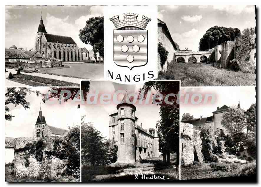 CPSM Nangis (S et M) Eglise Saint Martin (XIIIes) Les Fosses et les vestiges des Fortifications l'an