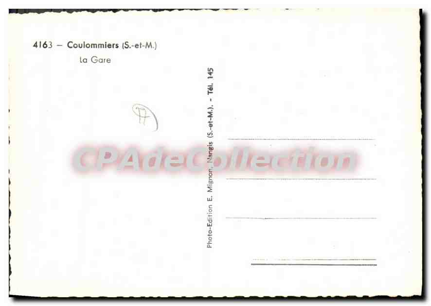Coulommiers (S.-et-M.) — la Gare — Édition E. Mignon — Verso