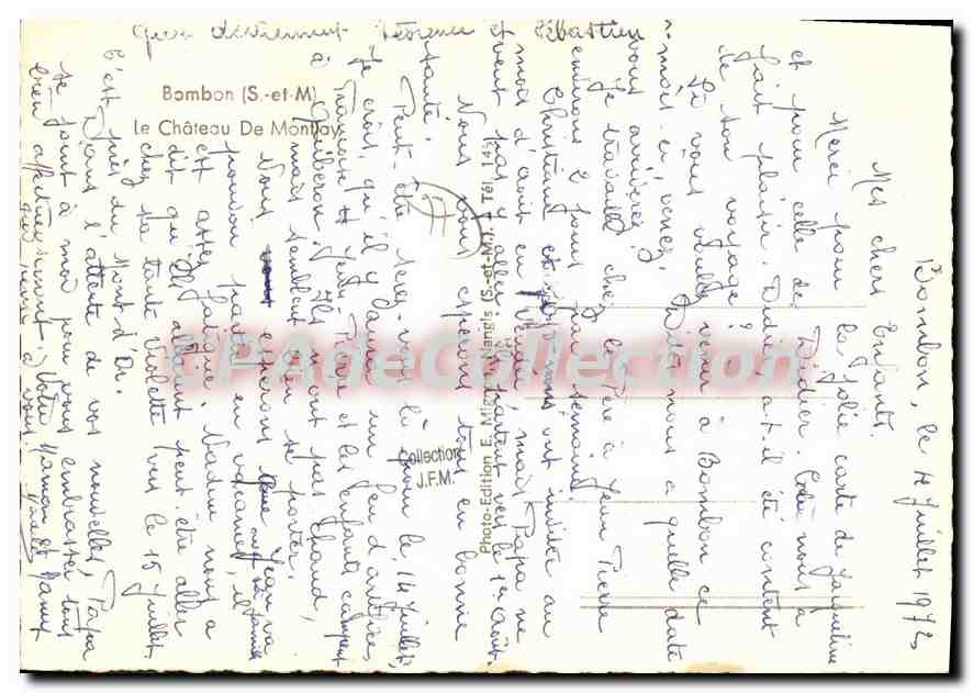 CPSM Bombon (S et M) Le Chateau de Montay — Verso