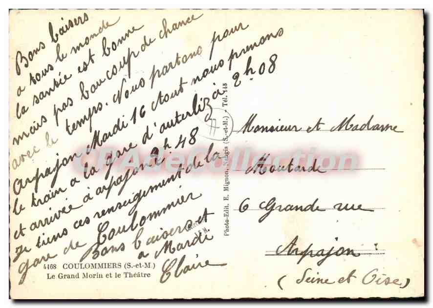 CPSM Coulommiers (S et M) Le Grand Morin et le Theatre — Rückseite