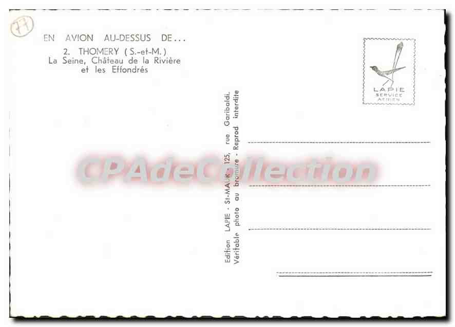 CPSM Thomery (S et M) La Seine de la Riviere et les Effondres — Verso