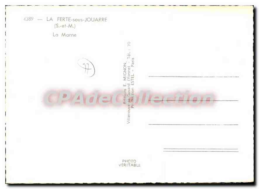 La Ferté-sous-Jouarre — Ansicht des Sees mit Fischermann in einem Kanu — E. Mignon — Rückseite