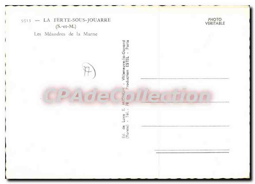 Los Meandros de la Marna — La Ferté-sous-Jouarre (S.-et-M.) — Ed. de Luxe E. Mignon, París — Reverso