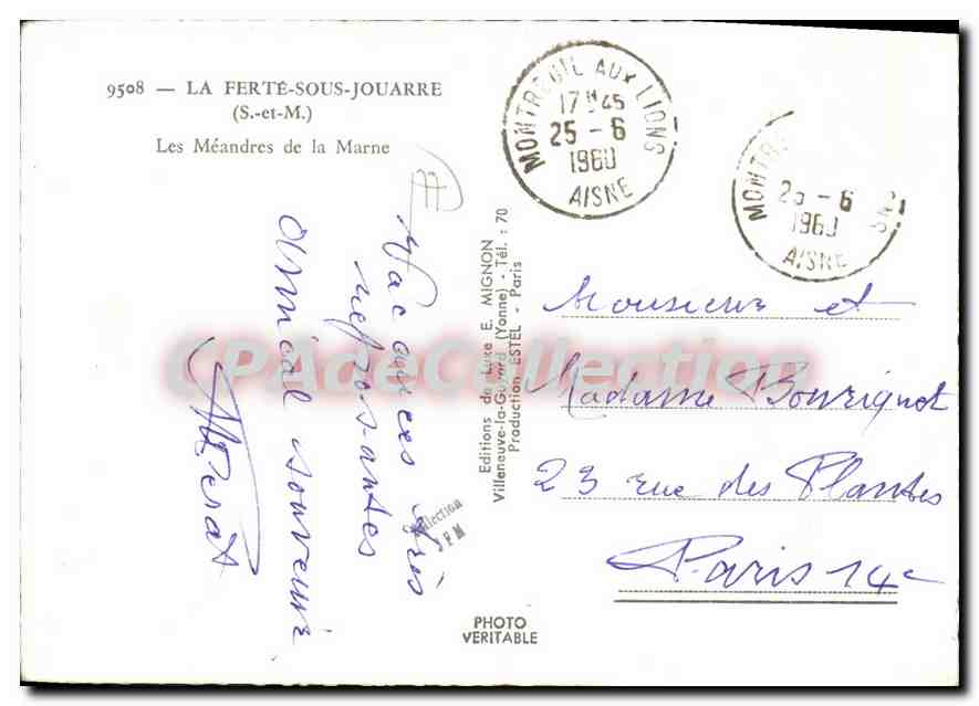 Les Méandres de la Marne — La Ferté-Sous-Jouarre — Éditeur E. Mignon, n° 9508 — Reverso