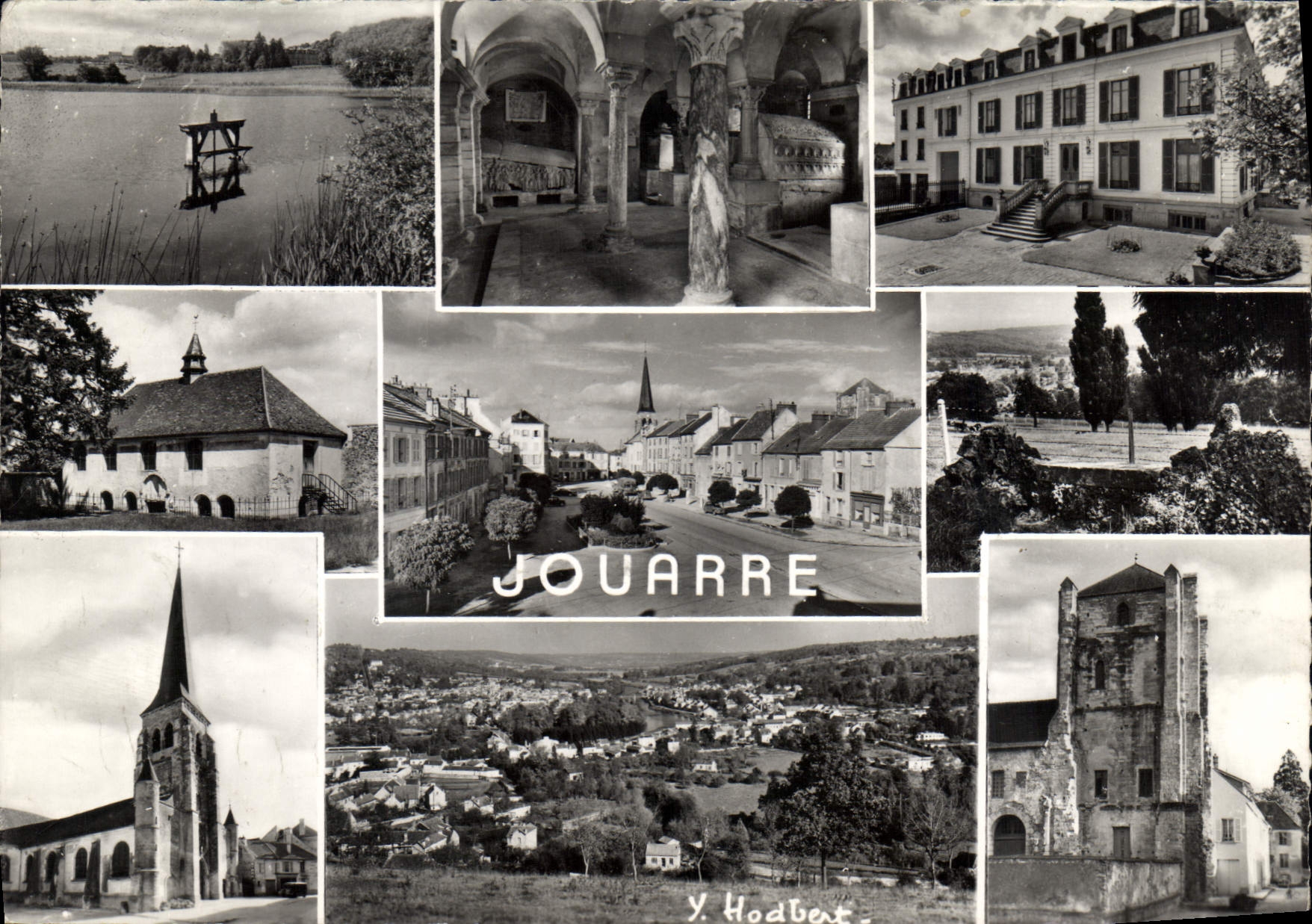 Halbmoderne Ansichtskarte Jouarre (Seine et Marne) Der See und das Schloss Perause Die Kapelle Das Altersheim der