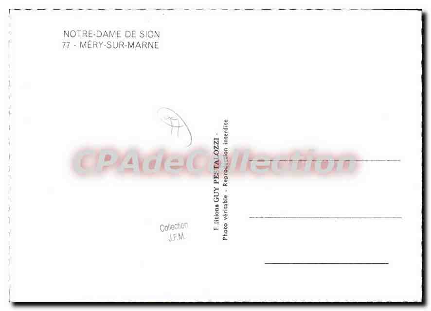 Notre-Dame de Sion — Méric-sur-Marne — Édition Guy Pestalozzi — Verso