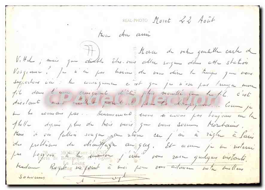 CPSM Moret sur Loing — Verso