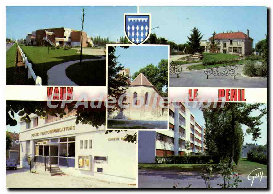 CPSM Veaux le Penil (S et M) L'ecole Beuve et Dantier La Poste La residence du Chateau au centre l'e