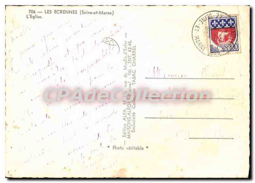 Les Ecrennes — L'Église — Édition ALFA, n°706 — Rückseite