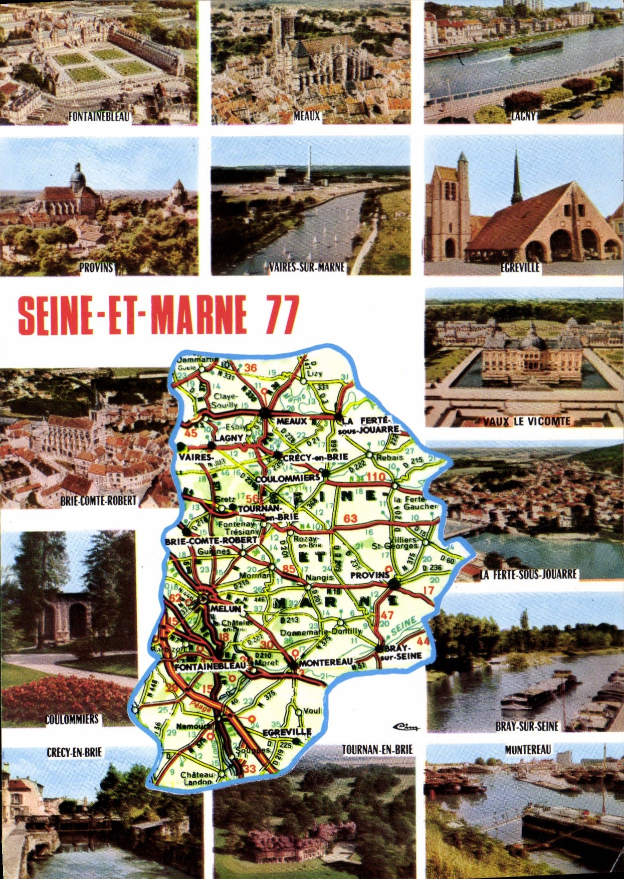 Seine-et-Marne 77 — Carte postale touristique avec carte et vues — Éditions et Impressions Combier / Mâcon