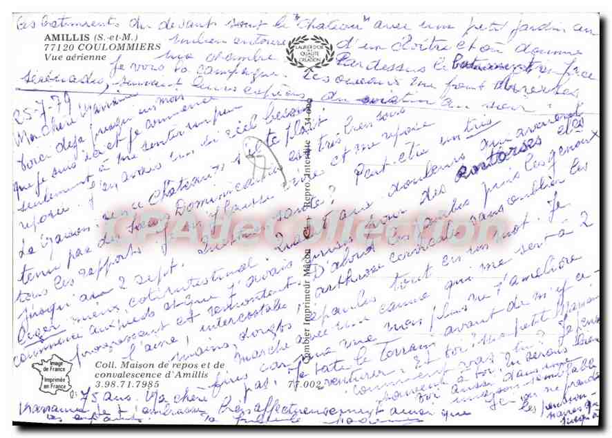 CPSM Amillis (S et M) Coulommiers Vue aerienne — Verso