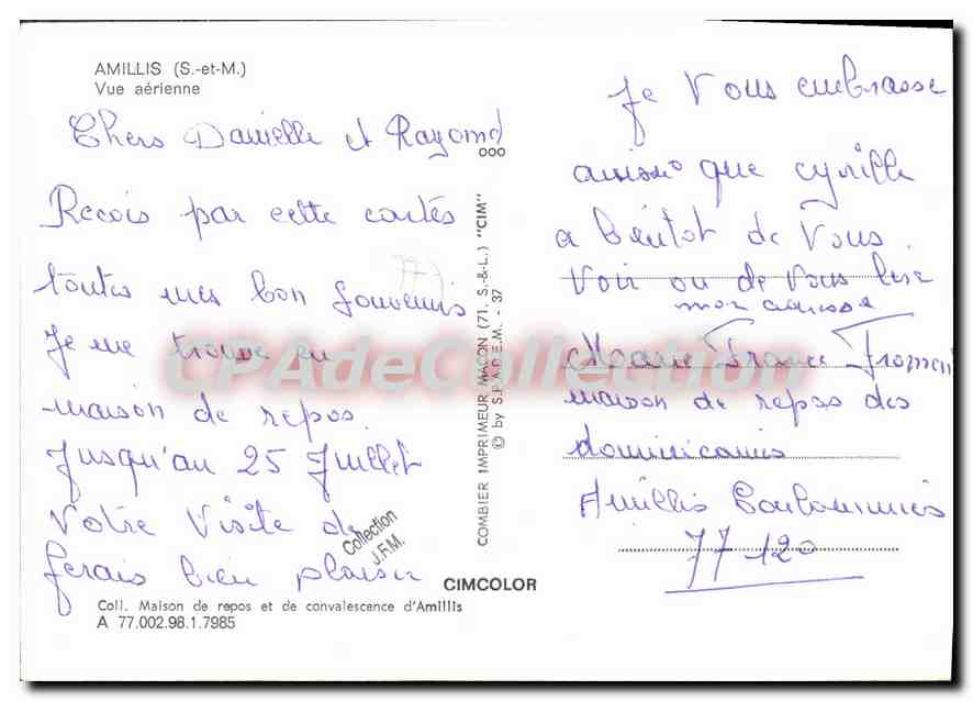 CPSM Amillis (S et M) Vue aerienne — Verso