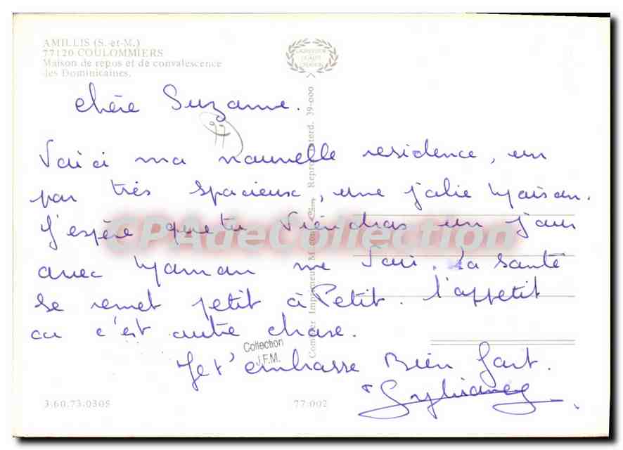 CPSM Amillis (S et M) Coulommiers Maison de repos et de convalescence des Dominicaines — Verso