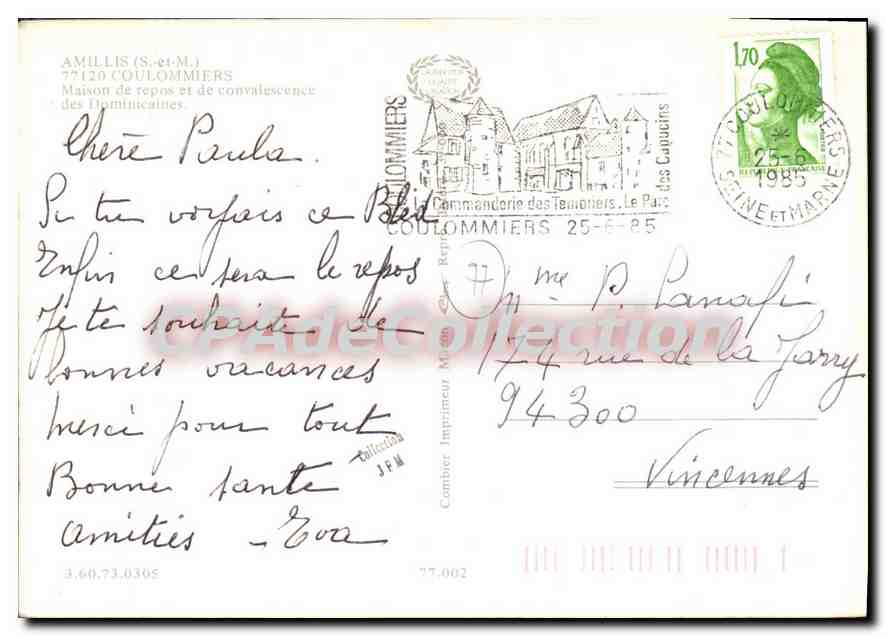 Maison des Dominicaines — Coulommiers — Imprimeur JPM — Verso