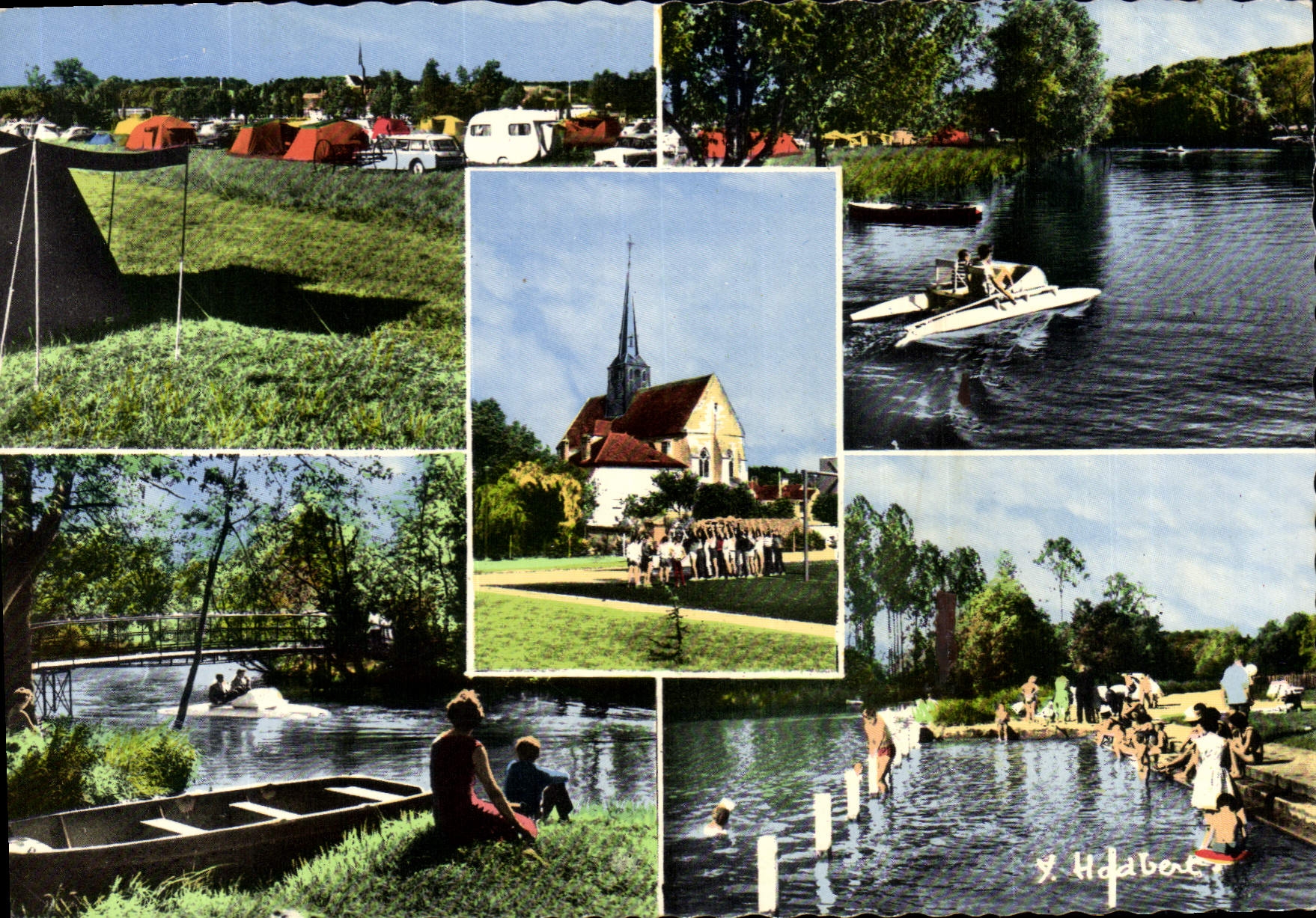 CPSM Souppes sur Loing (Seine et Marne) Sur le Terrain de Camping Au basket le camping sur le Loing 