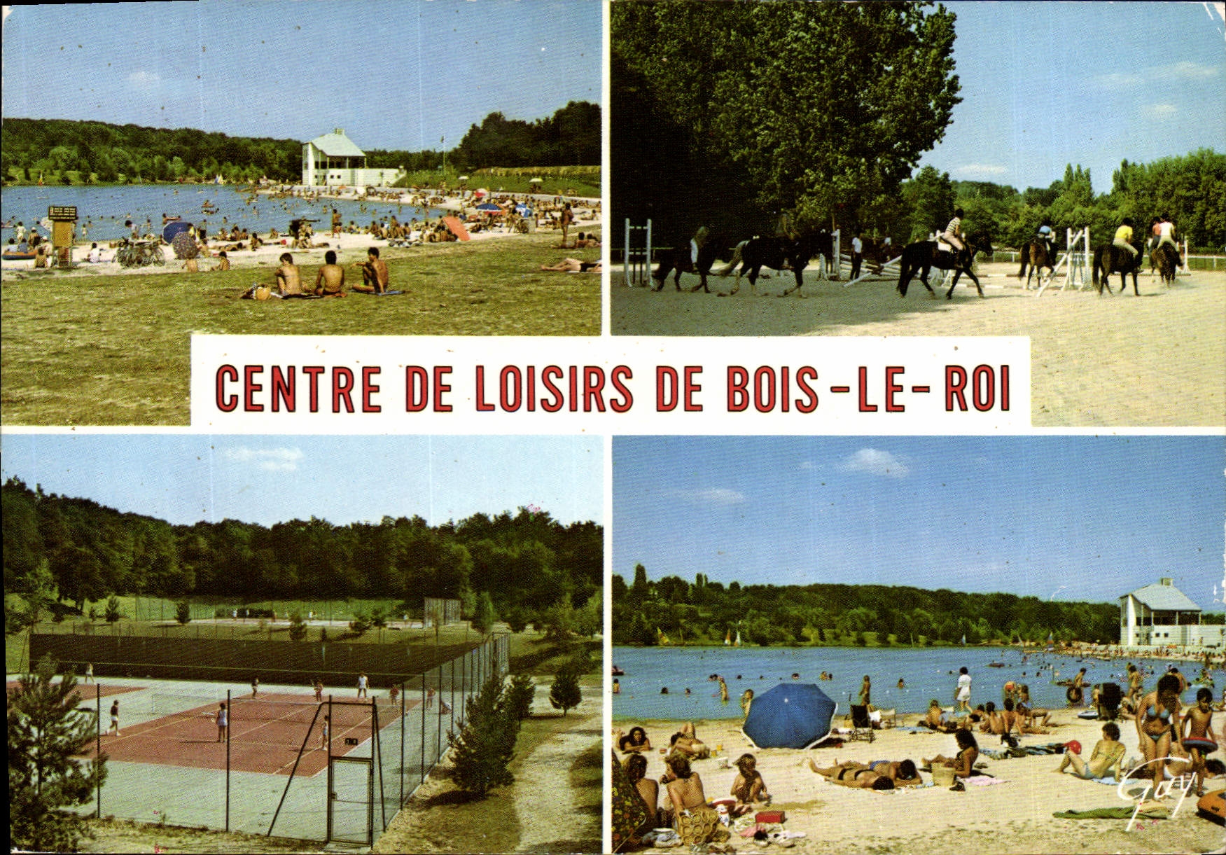 CPSM Centre de Loisirs de Bois le Roi (Seine et Marne) Le plan d'eau le manege les Tennis la plage