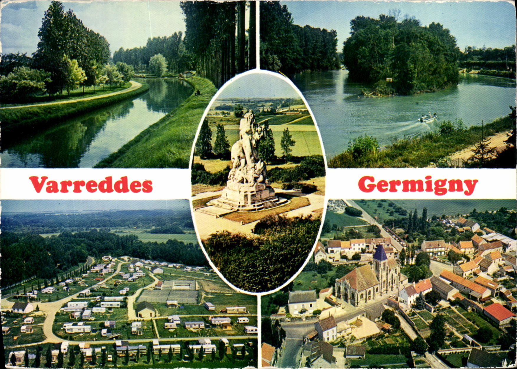 CPSM Varreddes Germigny (S et M) Canal de l'Ourcq Ile au Bac Vues aeriennes