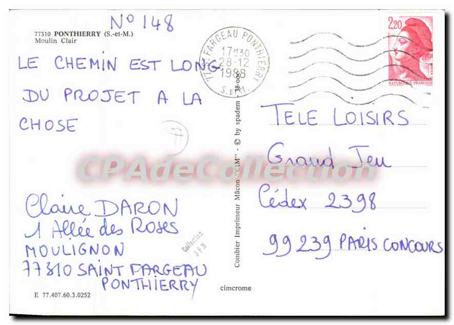 Résidence de logements — Ponthierry — Imprimeur Combier — Rückseite