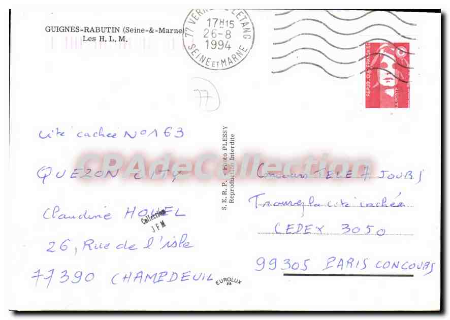 CPSM Guignes Rabutin (Seine et Marne) Les HLM — Rückseite