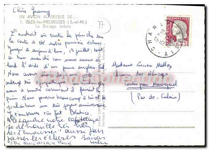 Schleusentor eines Dams — Isles-les-Meloues (S.-et-M.) — Edition Lapie — Rückseite