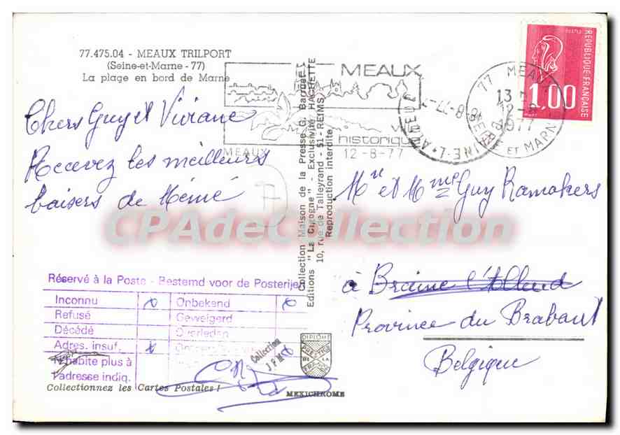 CPSM Meaux Trilport (Seine et Marne) La Plage en bord de Marne — Reverso