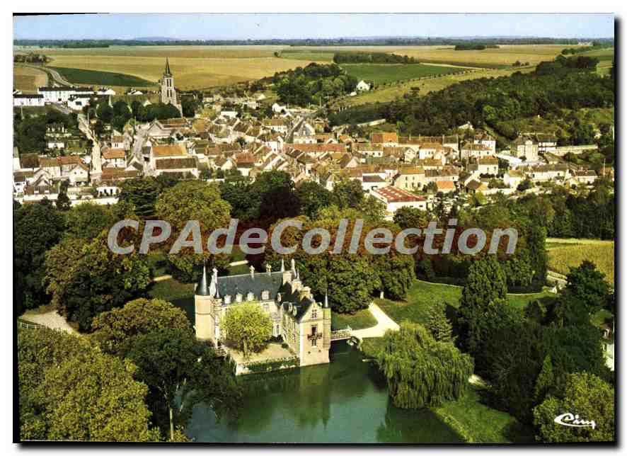 CPSM Lorrez le Bocage (S et M) Vue generale aerienne Le Chateau
