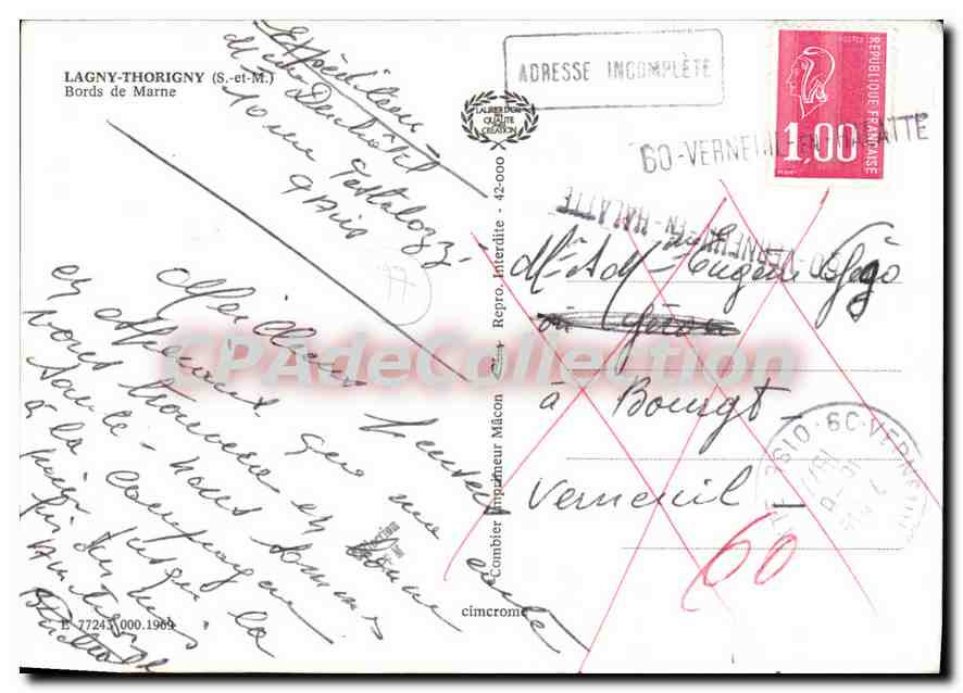 CPSM Lagny Thorigny (S et M) Bords de Marne — Reverso