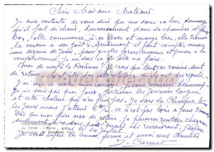 CPSM Tournan en Brie (S et M) L'eglise — Rückseite