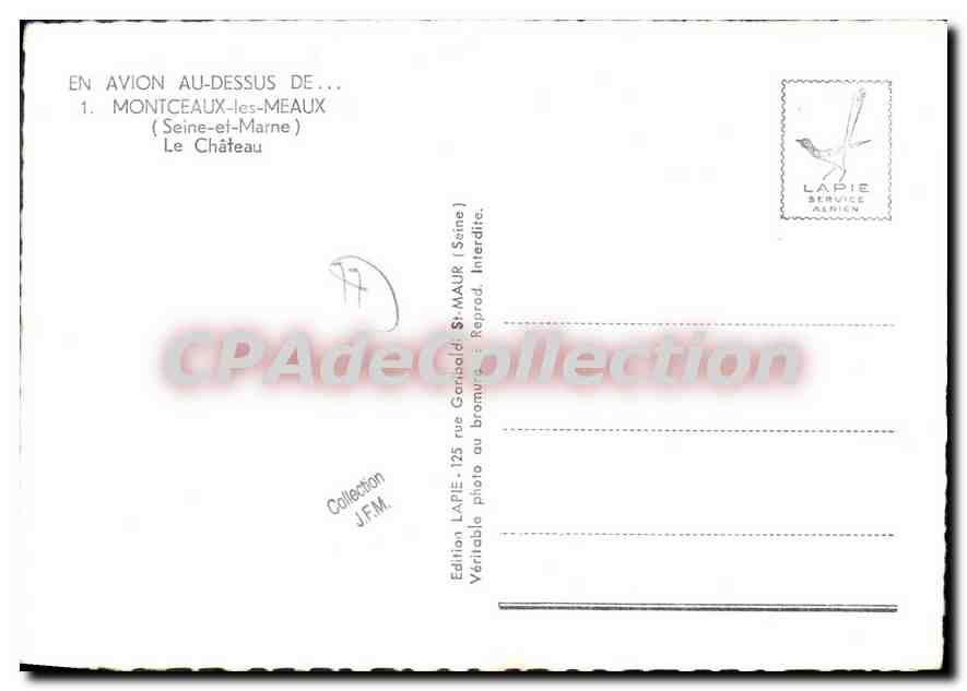 CPSM Montceaux les Meaux (Seine et Marne) Le Chateau — Verso