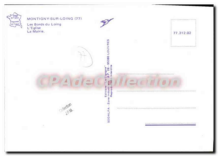CPSM Montigny sur Loing Les Bords du Loing L'Eglise La Mairie — Verso