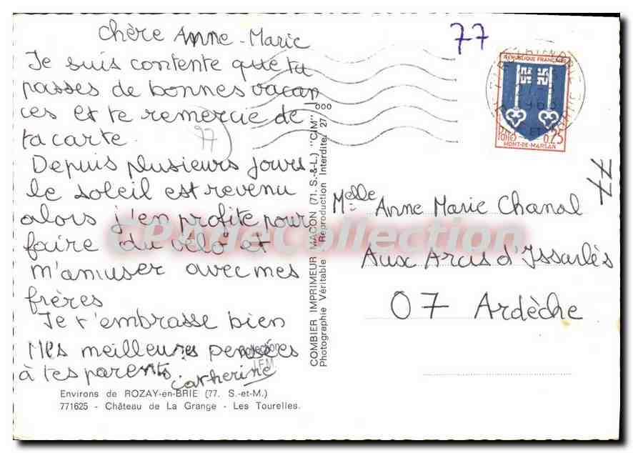 CPSM Environs Rozay en Brie (S et M) Chateau de la Grange Les Tourelles — Back